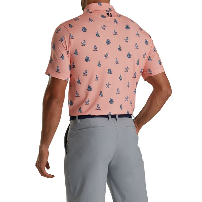 Footjoy Coyote Print Lisle Self Collar  Hemd Herren Rosa | OEYVXKC-70